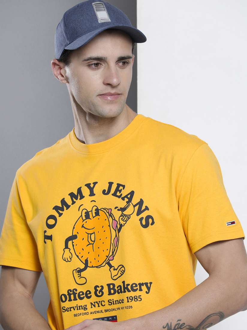 Black and yellow tommy hilfiger shirt discount
