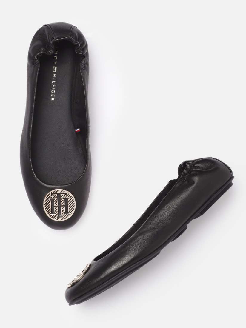 Tommy hilfiger black flats sale