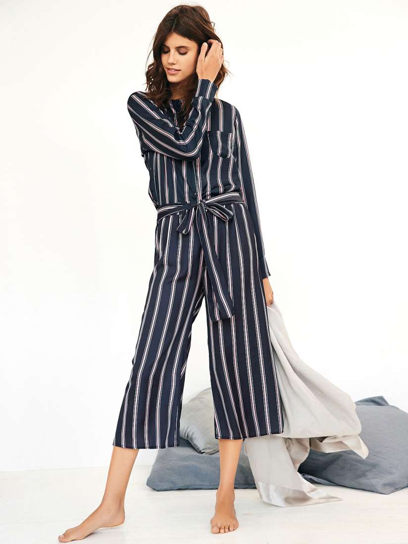 Buy next Blue Striped Jumpsuit Jumpsuit for Women 1882154 Myntra