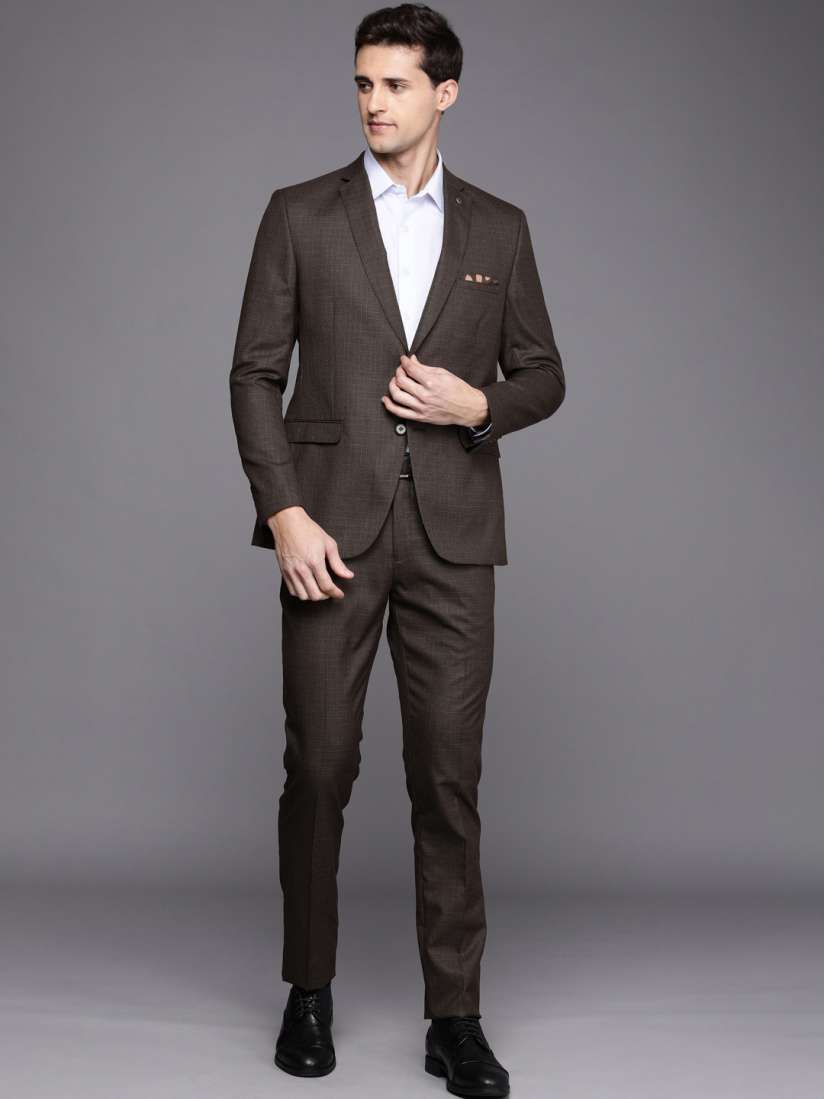 Buy Theme Men Brown Self Design Slim Fit 2 Piece Suit Suits for Men 18822464 Myntra
