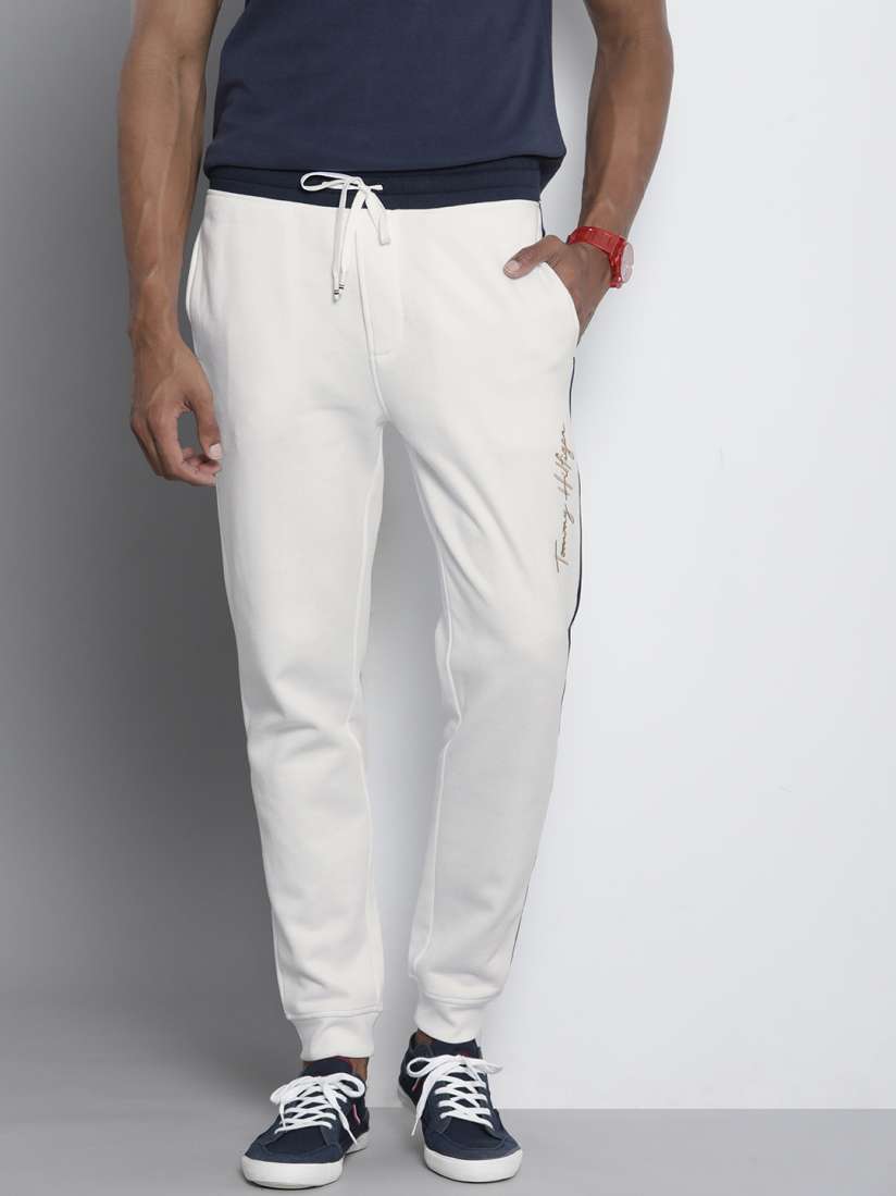 Buy Tommy Hilfiger Men White Solid Joggers Track Pants for Men 18825888 Myntra