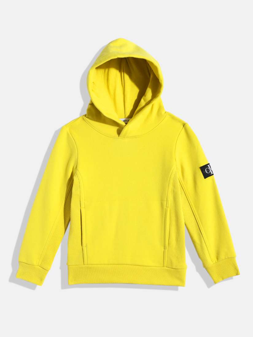 Buy Calvin Klein Jeans Boys Yellow Hooded Pure Cotton Sweatshirt Sweatshirts for Boys 18826006 Myntra