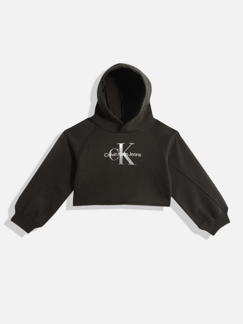 Buy Calvin Klein Jeans Girls Brand Logo Printed Hooded Crop Sweatshirt Sweatshirts for Girls 18826018 Myntra