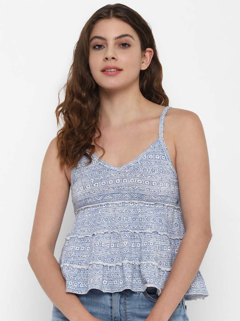 Buy AMERICAN EAGLE OUTFITTERS Blue Striped Tiered Top Tops for Women 18826894 Myntra