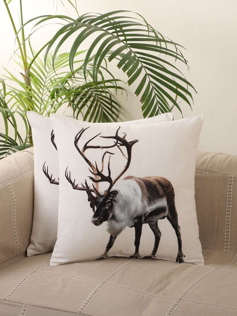 Deer Print Antelope Print Throw Pillow Buy Jamio Firati Beige