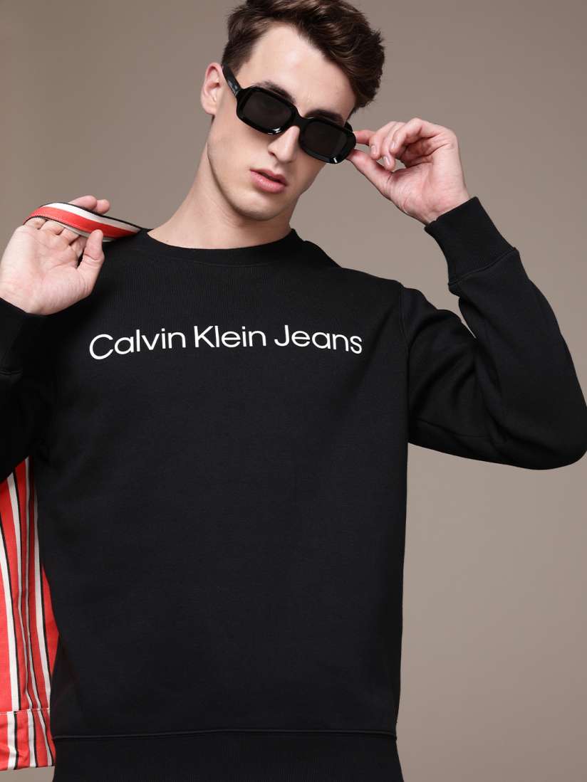 Calvin klein black sweatshirt mens hotsell