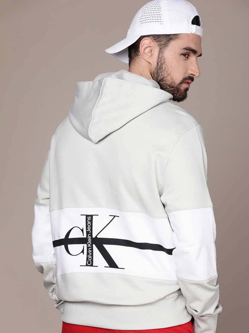 White Grey Calvin Klein Hoodie Calvin Klein Jeans Men Grey White