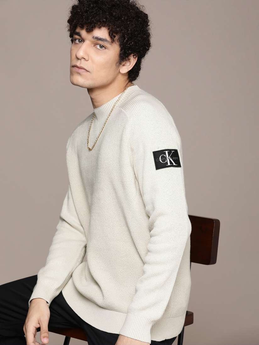 Calvin klein white sweater mens discount