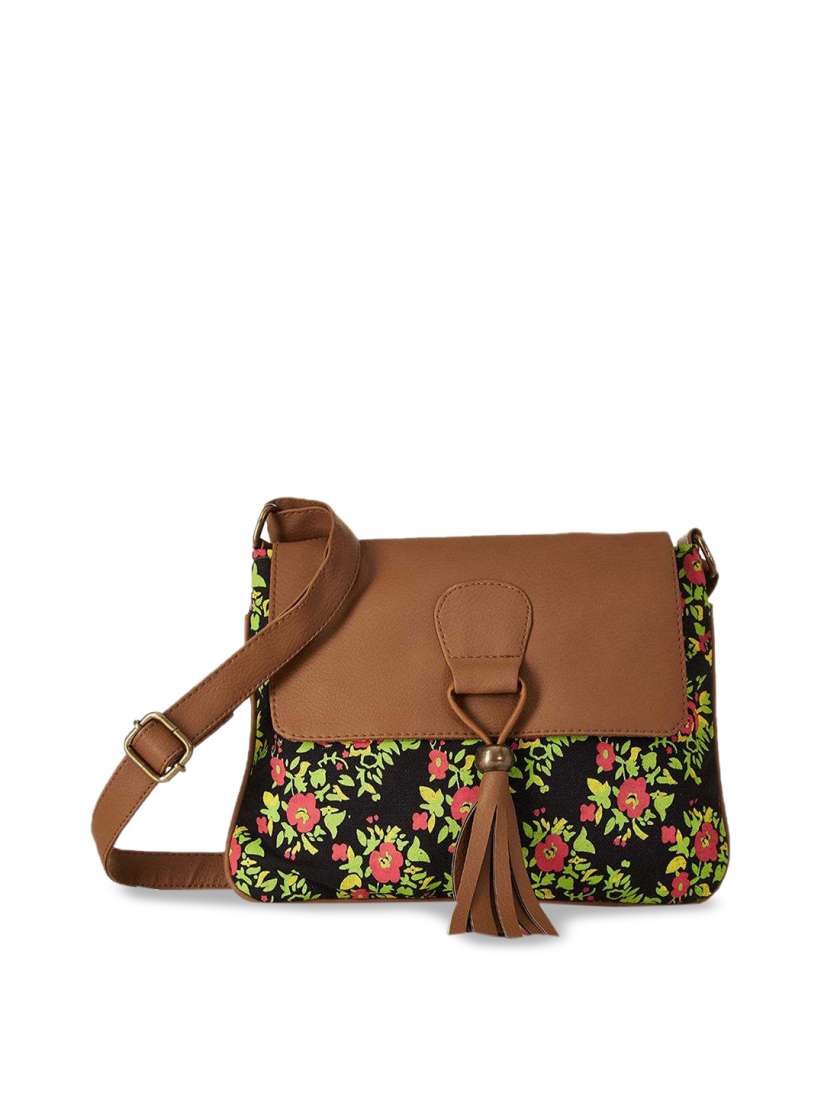 Buy Kanvas Katha Multicoloured Floral Printed Structured Sling Bag with Tasselled Handbags for Women 18829954 Myntra