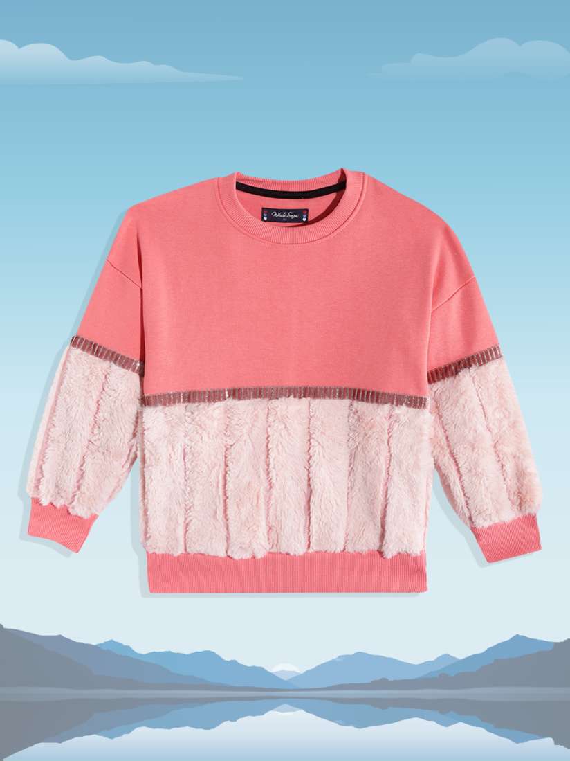 Buy White Snow Girls Pink Self Design Sweatshirt Sweatshirts for Girls 18830664 Myntra