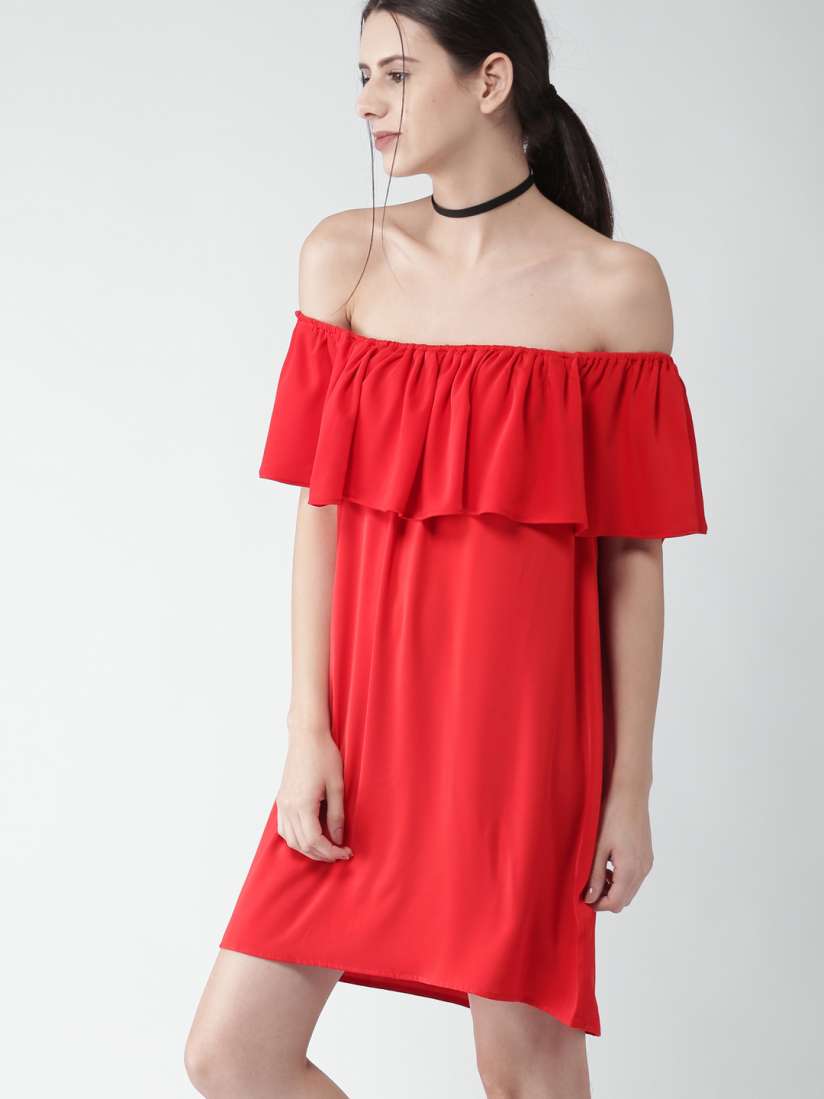 Buy FOREVER 21 Women Red Solid Off Shoulder Dress Dresses for Women 1883124 Myntra