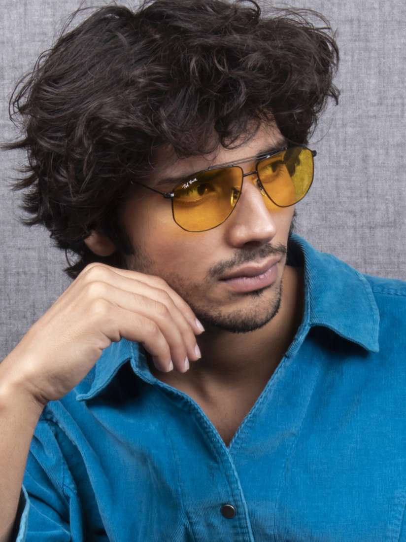 Yellow lens aviator sunglasses discount