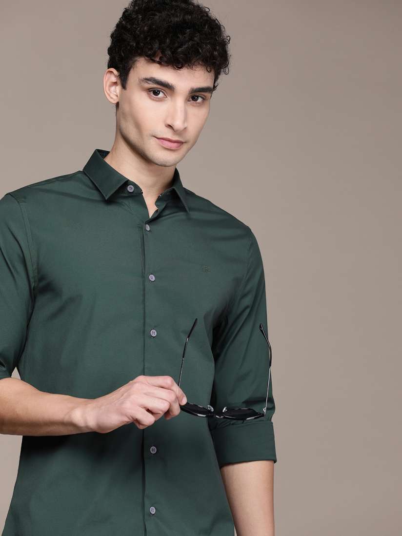Buy Calvin Klein Jeans Men Dark Green Solid Slim Fit Casual Shirt Shirts for Men 18832044 Myntra
