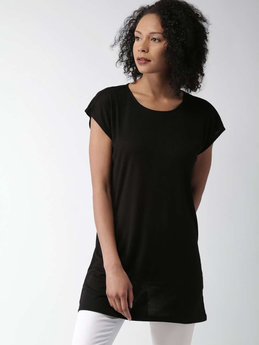 Buy FOREVER 21 Black Self Striped Tunic Tunics for Women 1883319 Myntra