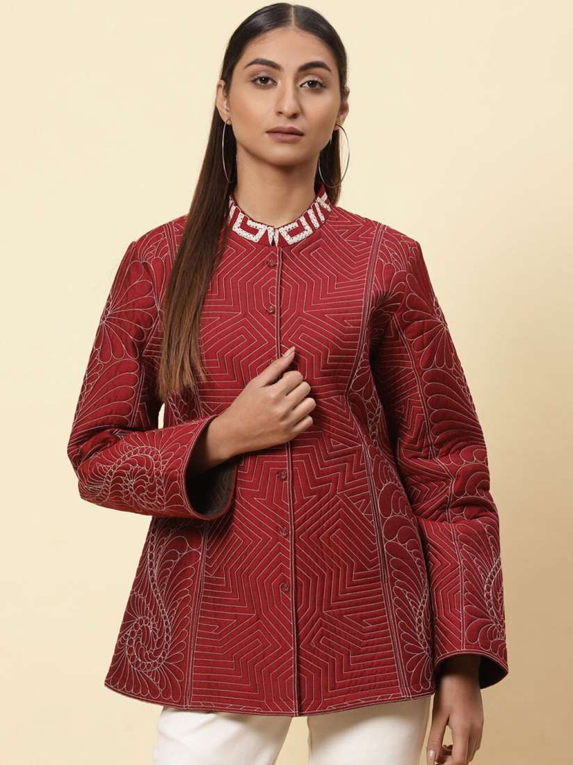 Buy Lakshita Women Maroon Checked Longline Bomber Jacket Jackets for Women 18835188 Myntra