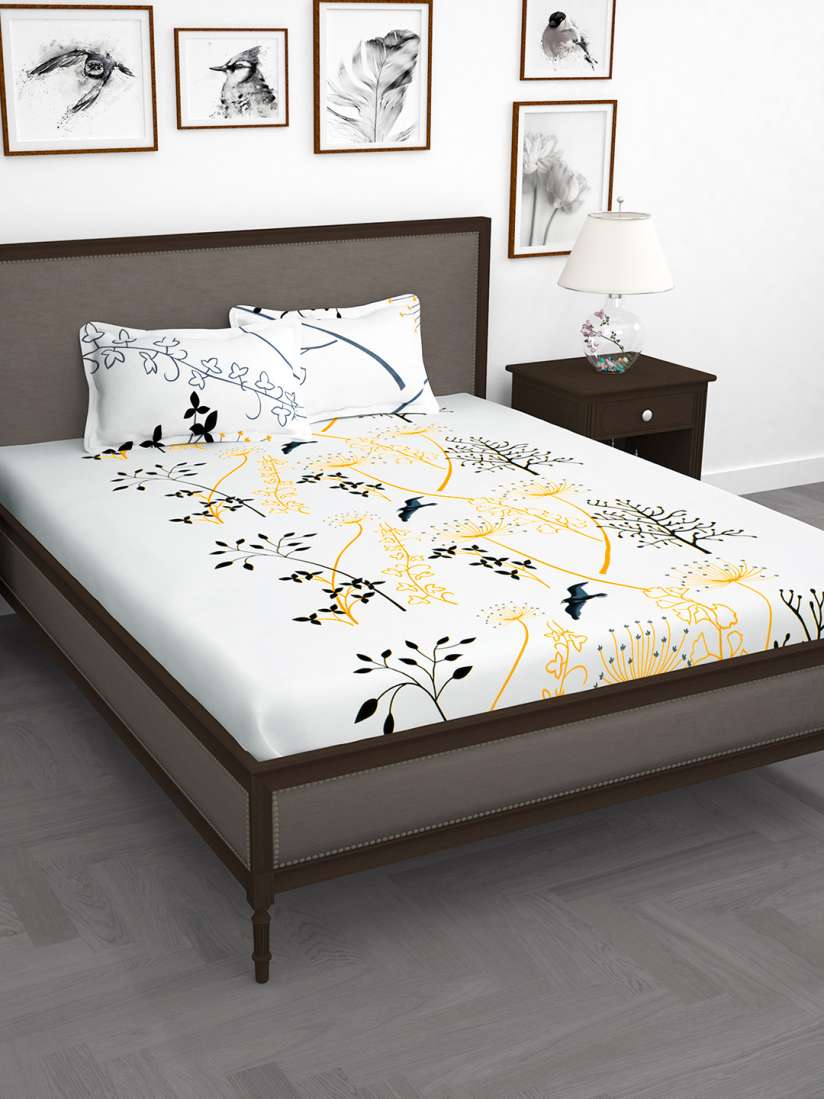 Buy Story home White Cotton 210 TC 1 King Double Bedsheet with 2 Pillow Covers Bedsheets for Unisex 1883614 Myntra