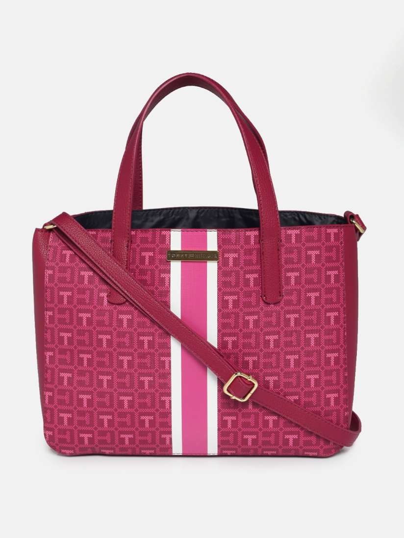 Buy Tommy Hilfiger Pink Brand Logo Self Design PU Structured Shoulder Bag Handbags for Women 18836800 Myntra
