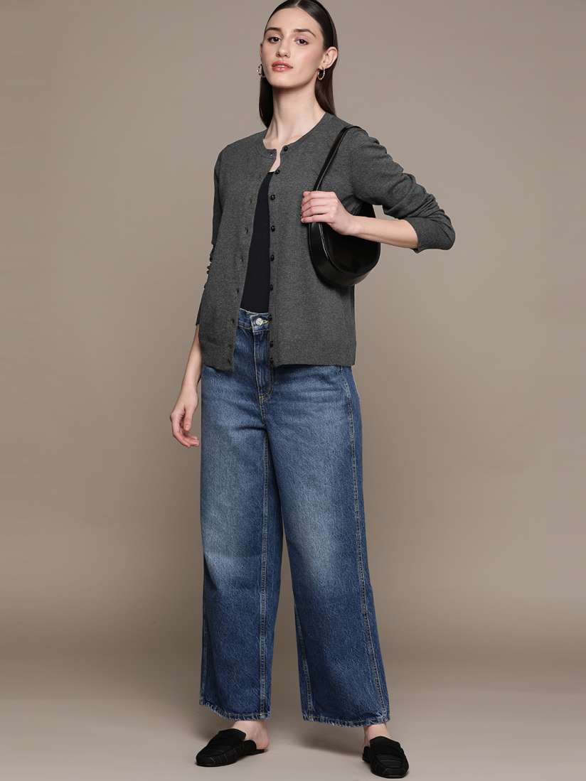 Buy Macy s Karen Scott Women Charcoal Grey Solid Cardigan Sweaters for Women 18838252 Myntra