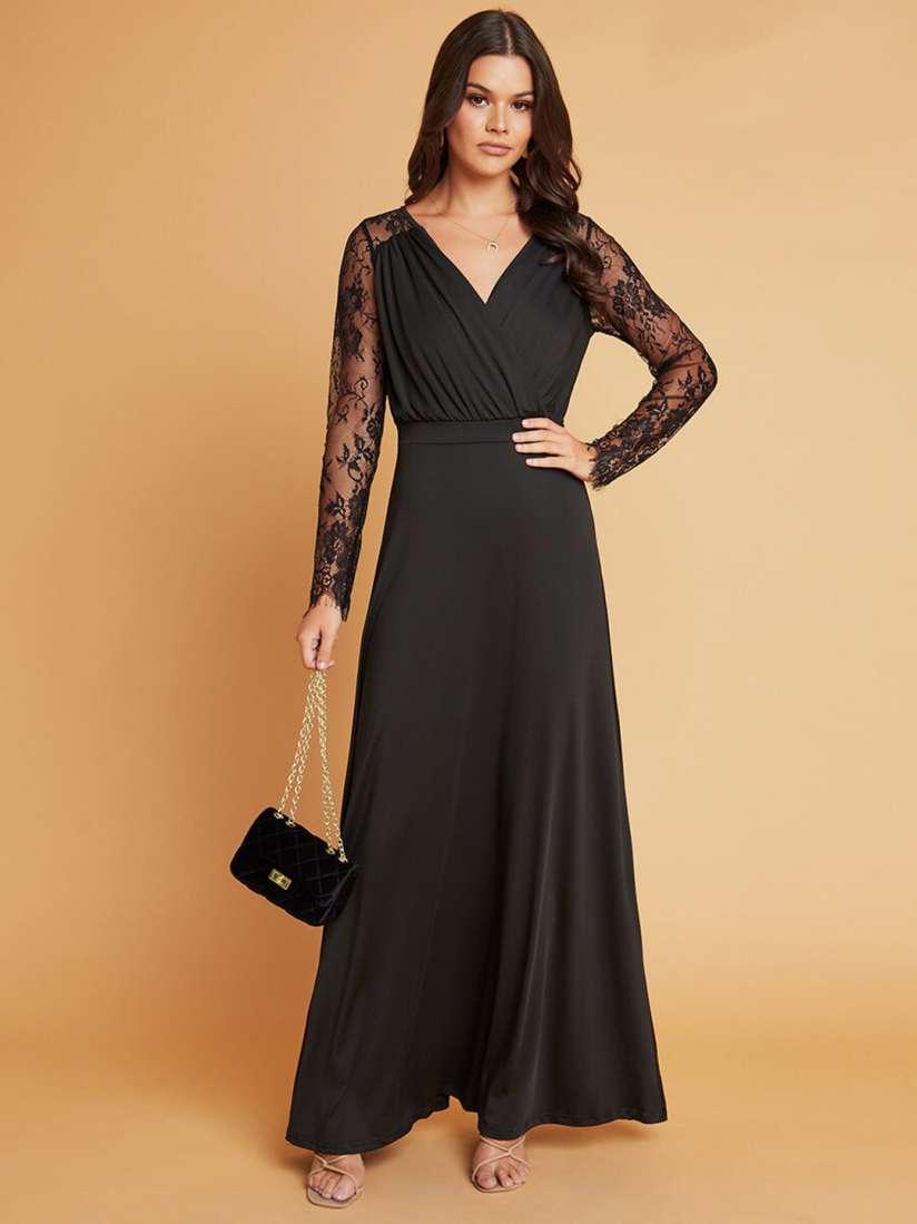 Myntra black gown shop