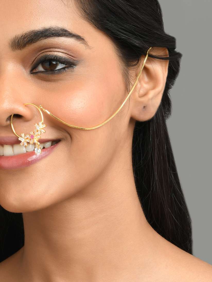 Buy Fida Gold Plated Stone Studded Nosepin Nosepin for Women 18846578 Myntra