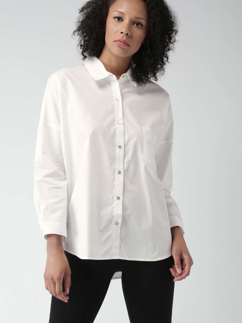 Buy FOREVER 21 Women White Regular Fit Solid Casual Shirt Shirts for Women 1885744 Myntra