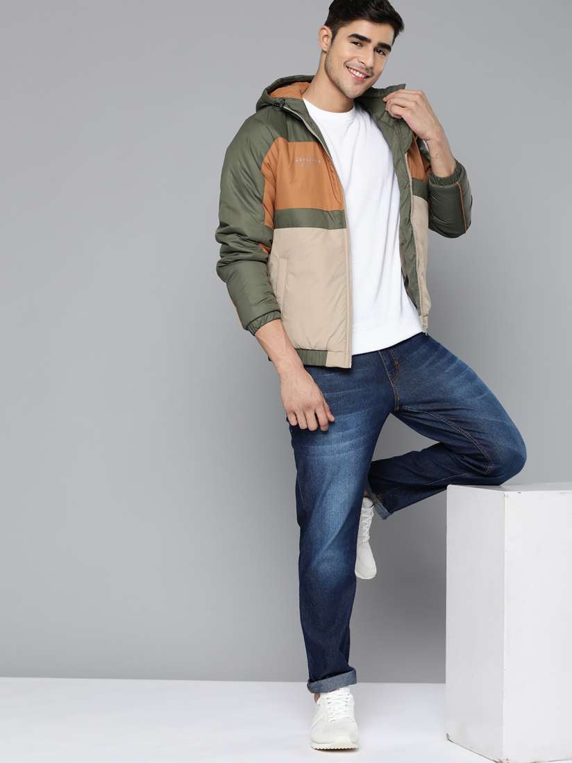 Buy Mast Harbour Men Olive Green Rust Orange Hooded Colourblocked Padded Jacket Jackets for Men 18858432 Myntra