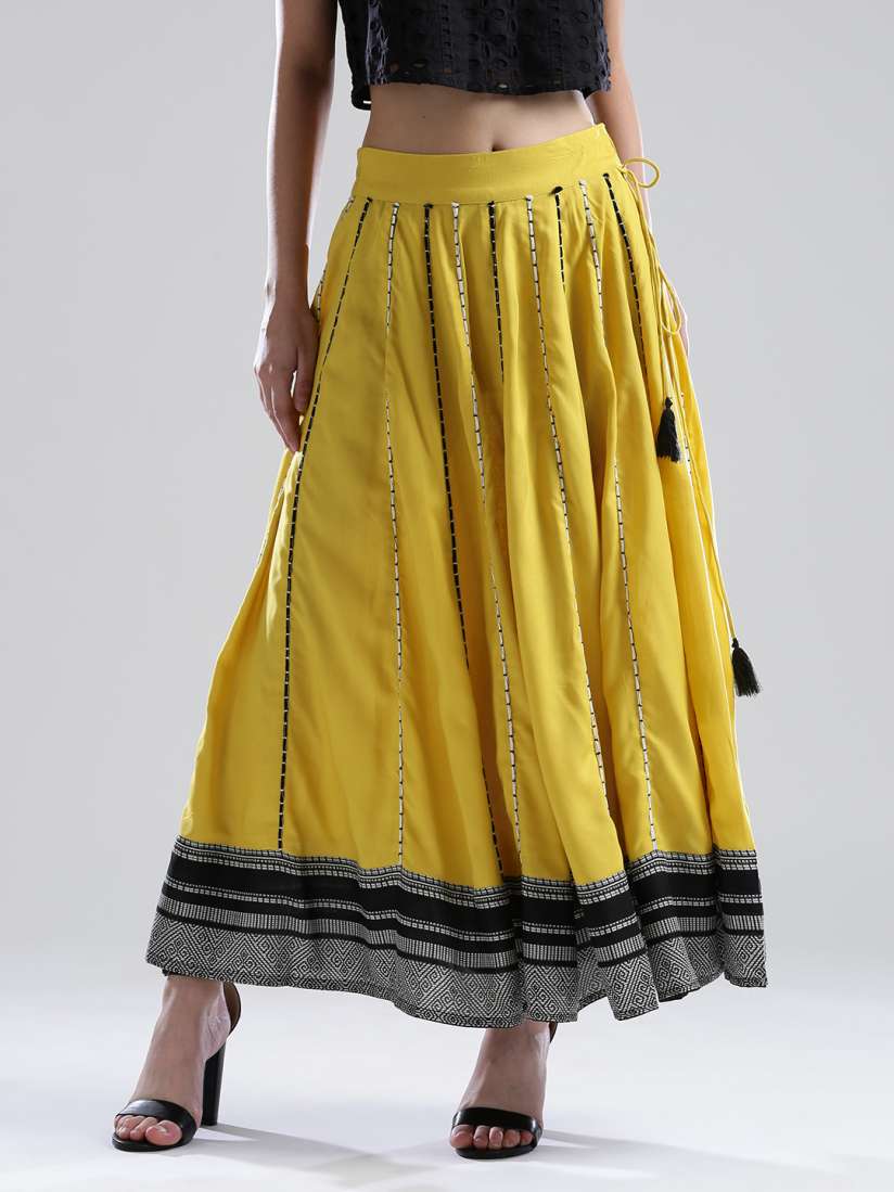 Buy W Mustard Yellow Flared Maxi Skirt Skirts for Women 1886418 Myntra