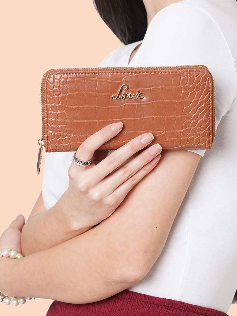 Buy Lavie Glossy Sacy Women Brown Animal Textured Zip Around Wallet Wallets for Women 18864974 Myntra