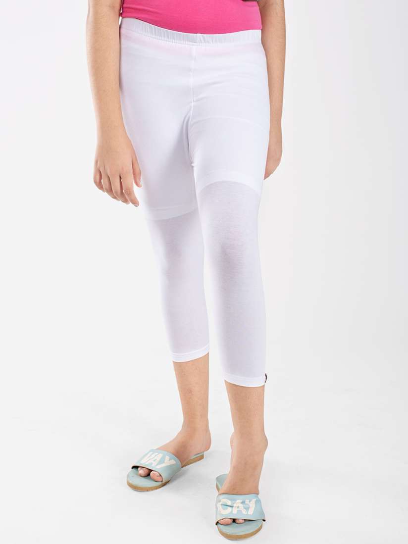 Buy indian flower Girls White Solid Capri Leggings Leggings for Girls 18877972 Myntra