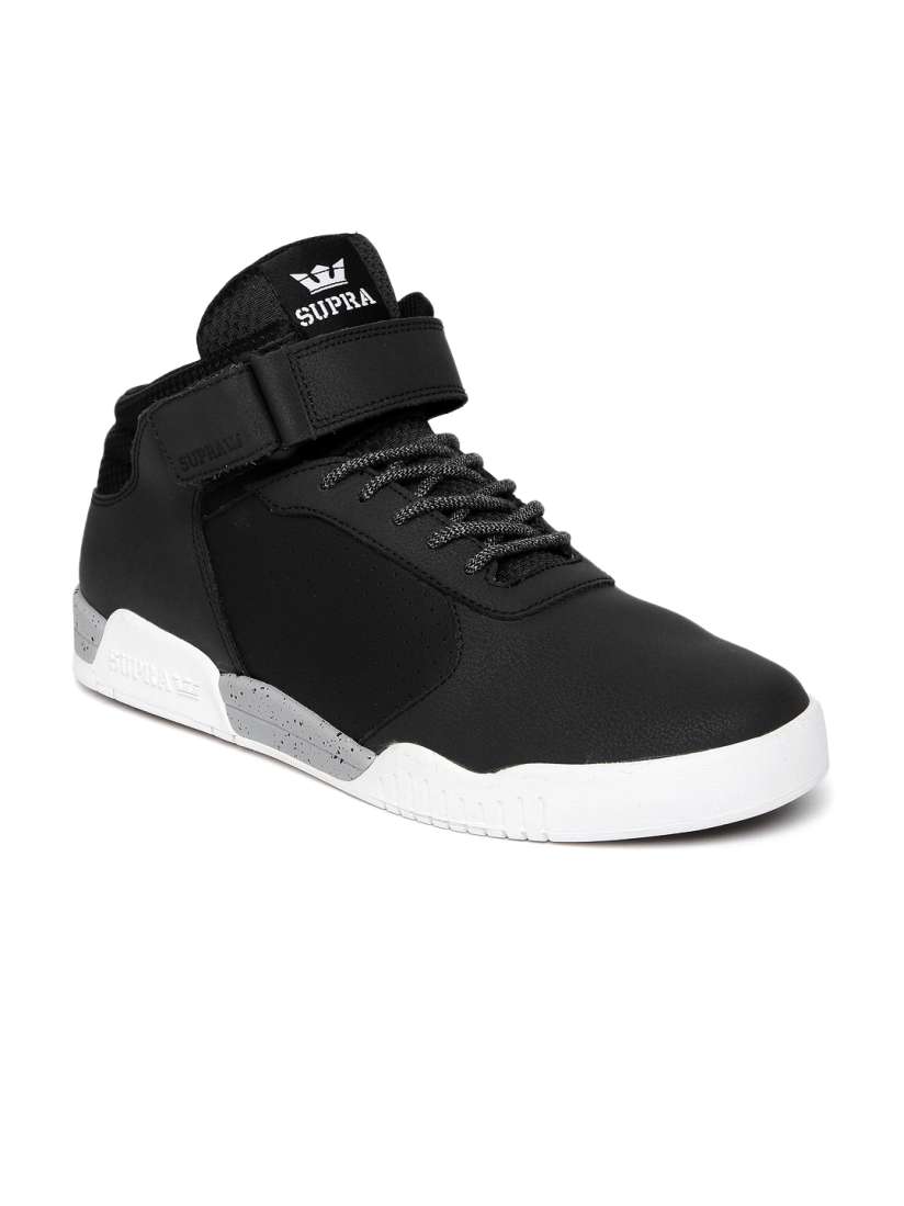 Buy Supra Men Black Solid Leather ELLINGTON STRAP Mid Top Sneakers Casual Shoes for Men 1888263 Myntra