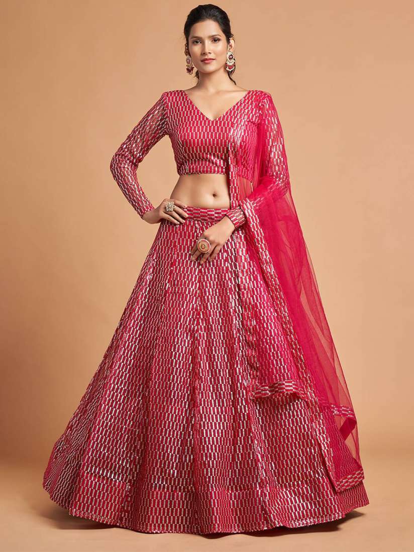 Buy FABPIXEL Pink Silver Toned Embroidered Sequinned Kalamkari Semi Stitched Lehenga Unstitched Blouse With Lehenga Choli for Women 18883352 Myntra