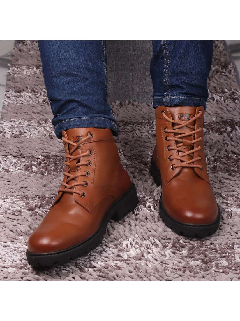 Buy Red Chief Men Tan Brown Solid High Top Leather Boots Boots for Men 18884464 Myntra