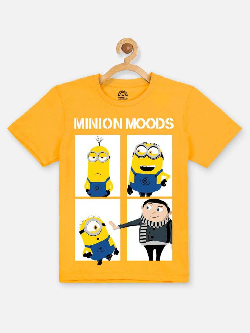 Buy Kids Ville Boys Yellow Minions Printed 100 Cotton T shirt Tshirts for Boys 18905660 Myntra