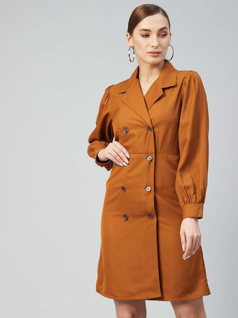 Camel blazer dress store