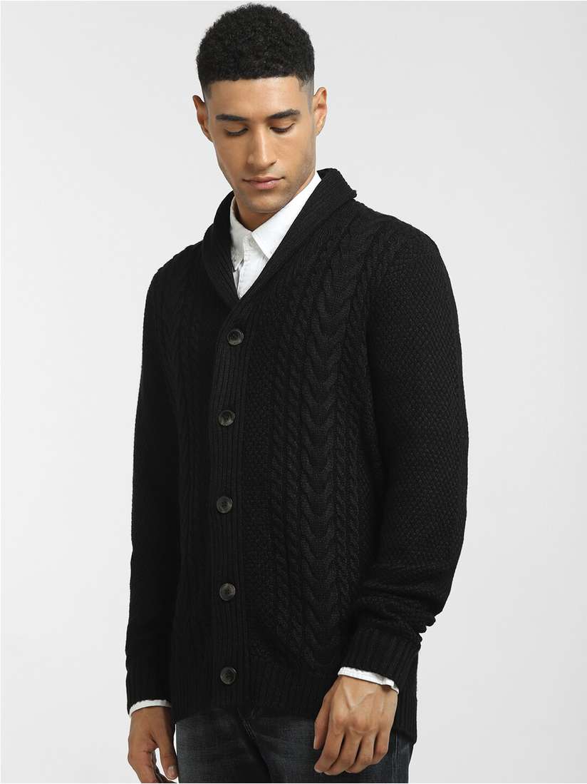 Cardigan Sweaters Mens Black Knitted Cardigan Buy Jack Jones Men