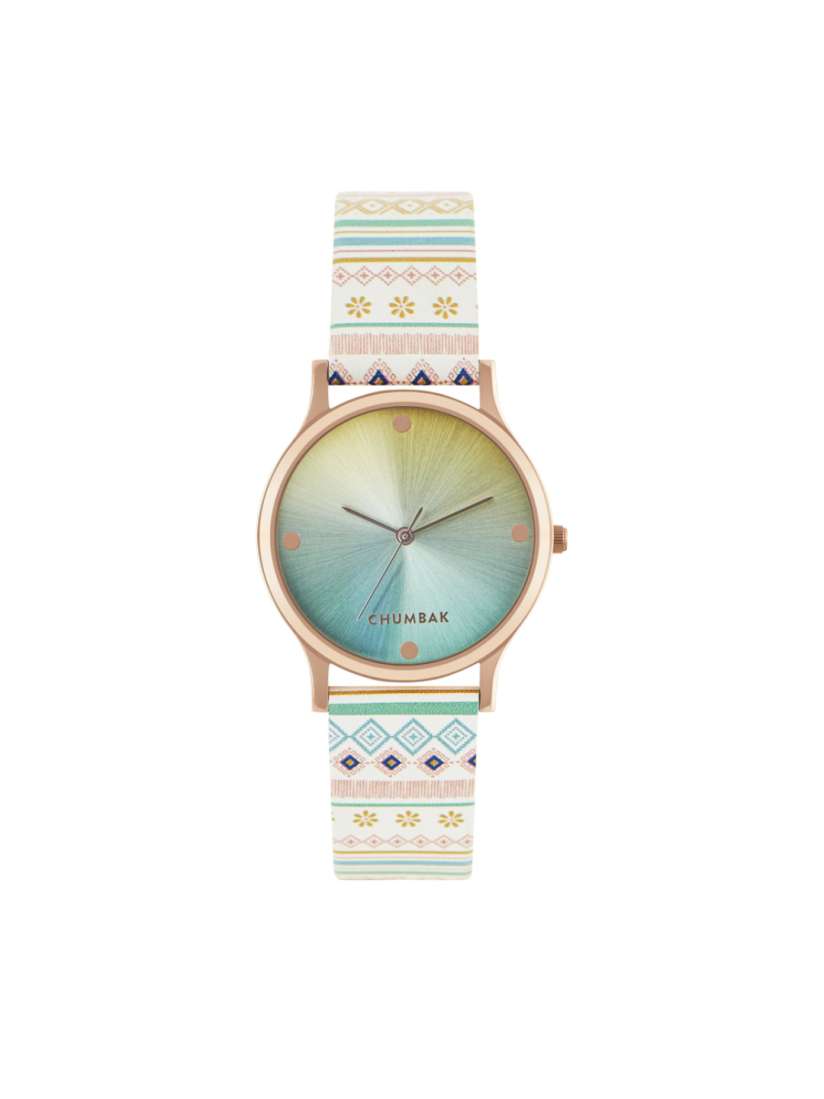 Buy TEAL BY CHUMBAK Women Green Brass Dial White Straps Analogue Watch Watches for Women 18921132 Myntra