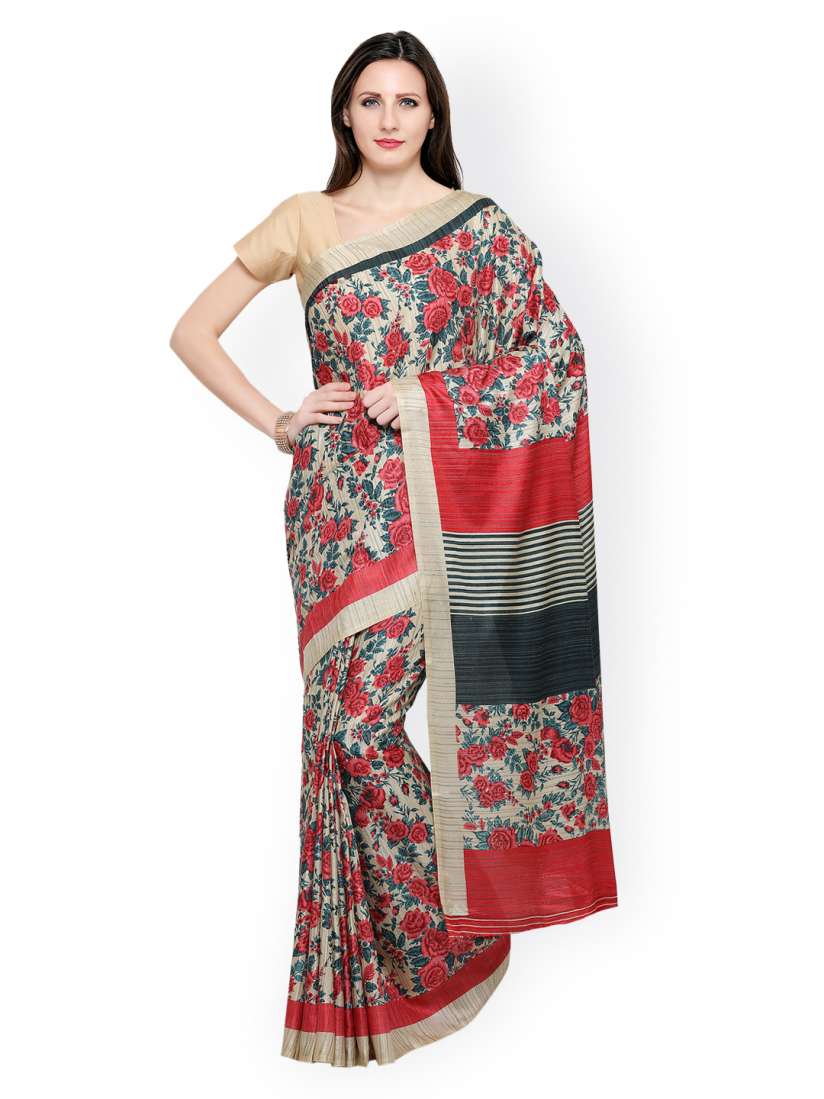 Buy Inddus Red Woven Design Silk Cotton Saree Sarees for Women Myntra