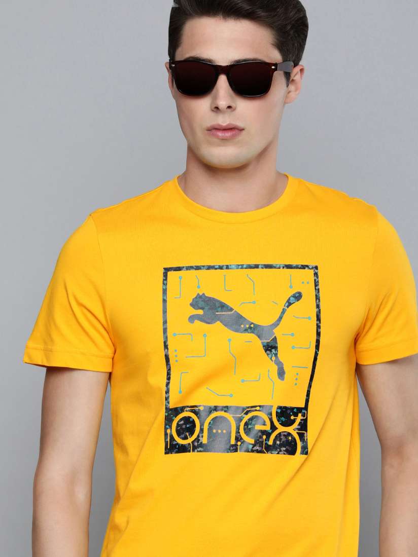 Buy one8 x PUMA Brand Logo Printed Pure Cotton Slim Fit T shirt Tshirts for Men 18929120 Myntra