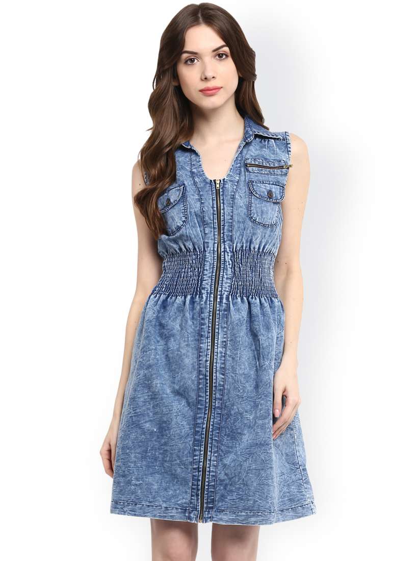 Denim one piece myntra online