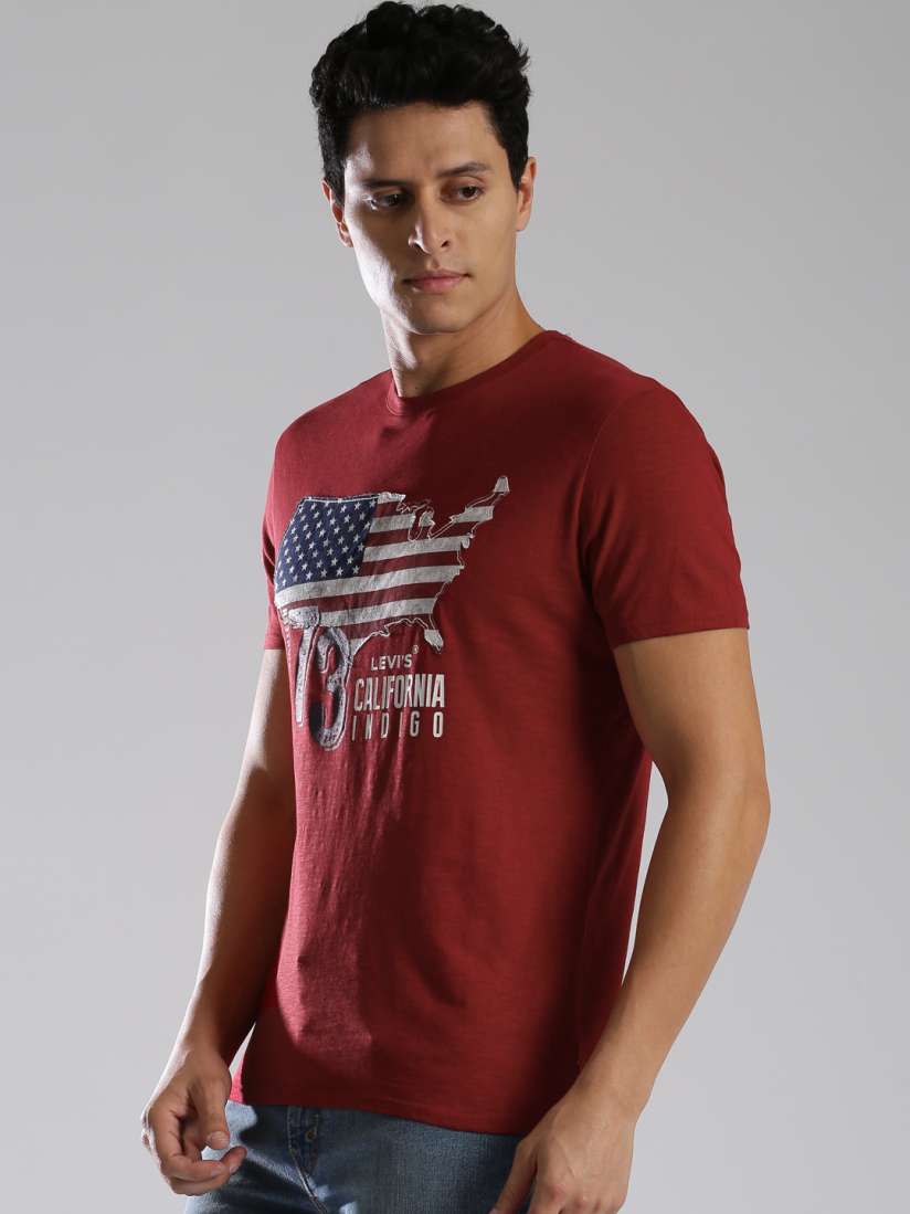 Buy Levis Men Red Printed Round Neck T Shirt Tshirts for Men Myntra