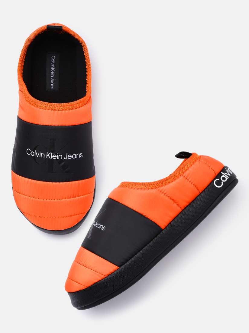 Buy Calvin Klein Men Orange Black Colourblocked Mules Casual Shoes for Men 18933494 Myntra
