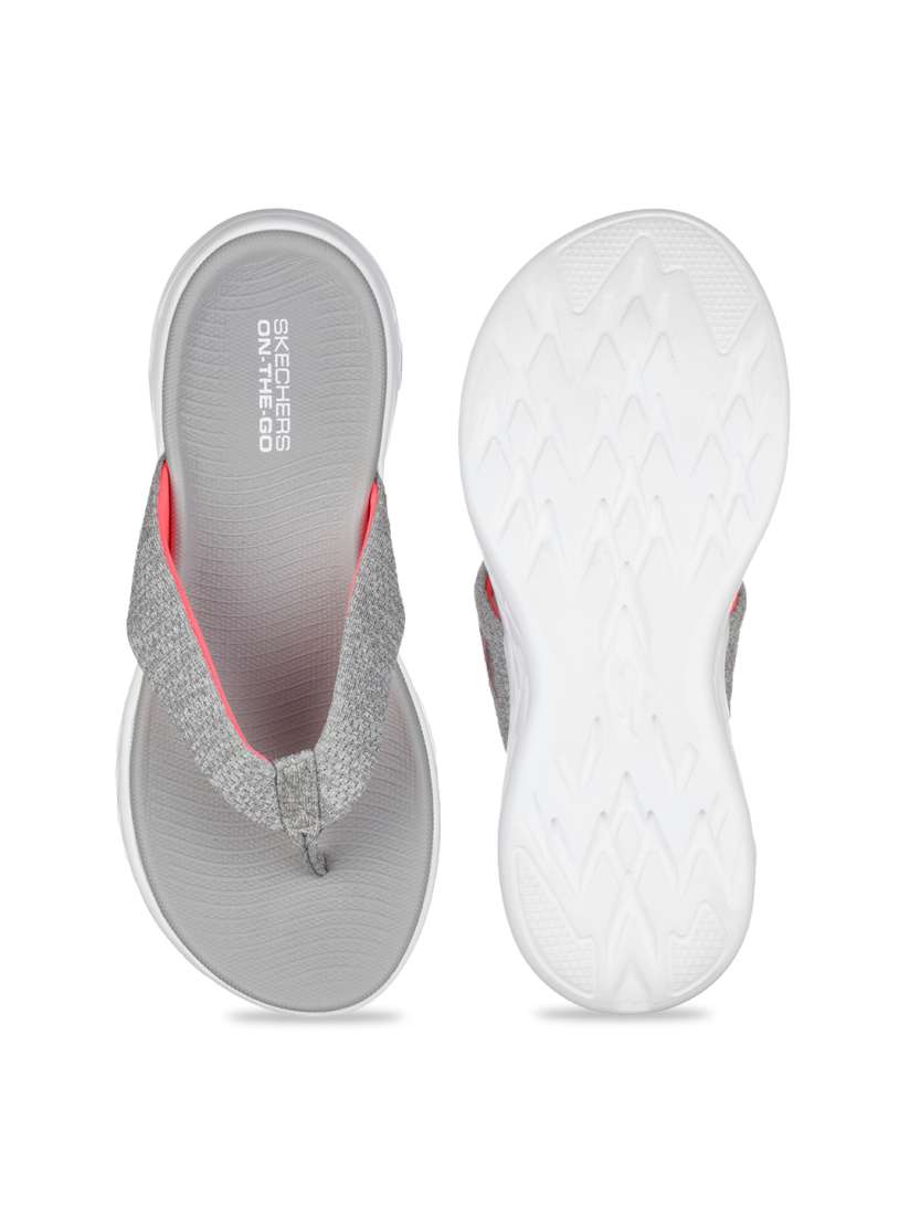 Grey skechers flip flops online