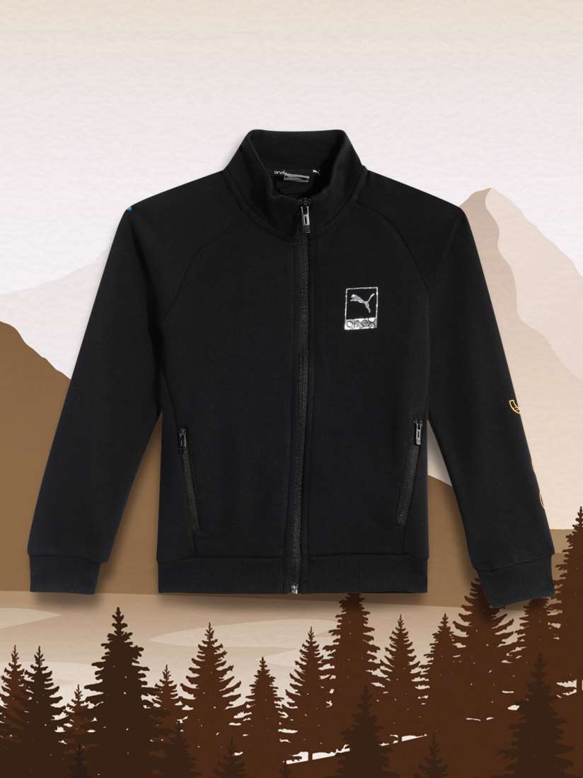 Buy one8 x PUMA Boys Black Solid Knitted Virat Kohli Logo Full Zip Regular Fit Bomber Jacket Jackets for Boys 18935790 Myntra