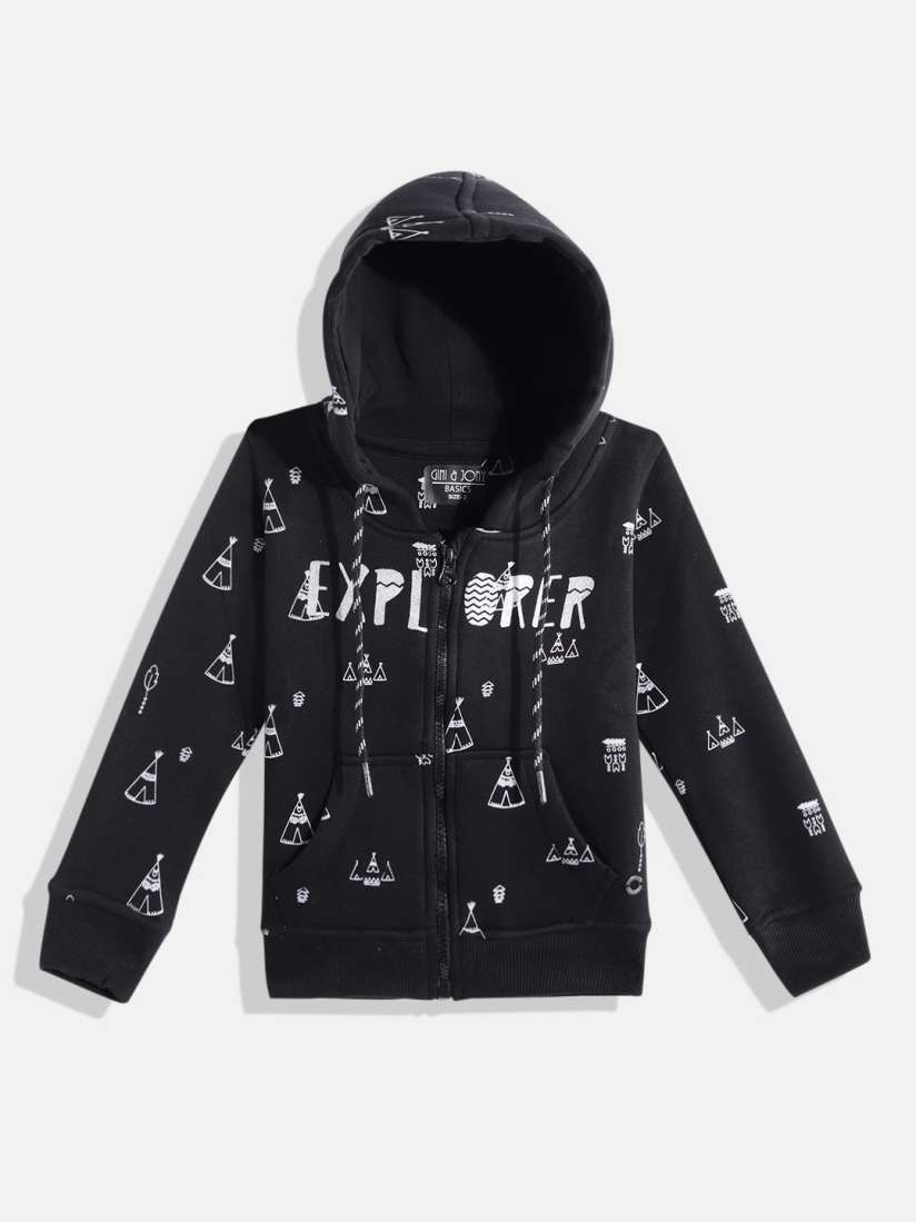Buy Gini and Jony Girls Black White Printed Hooded Sweatshirt Sweatshirts for Girls 18940994 Myntra