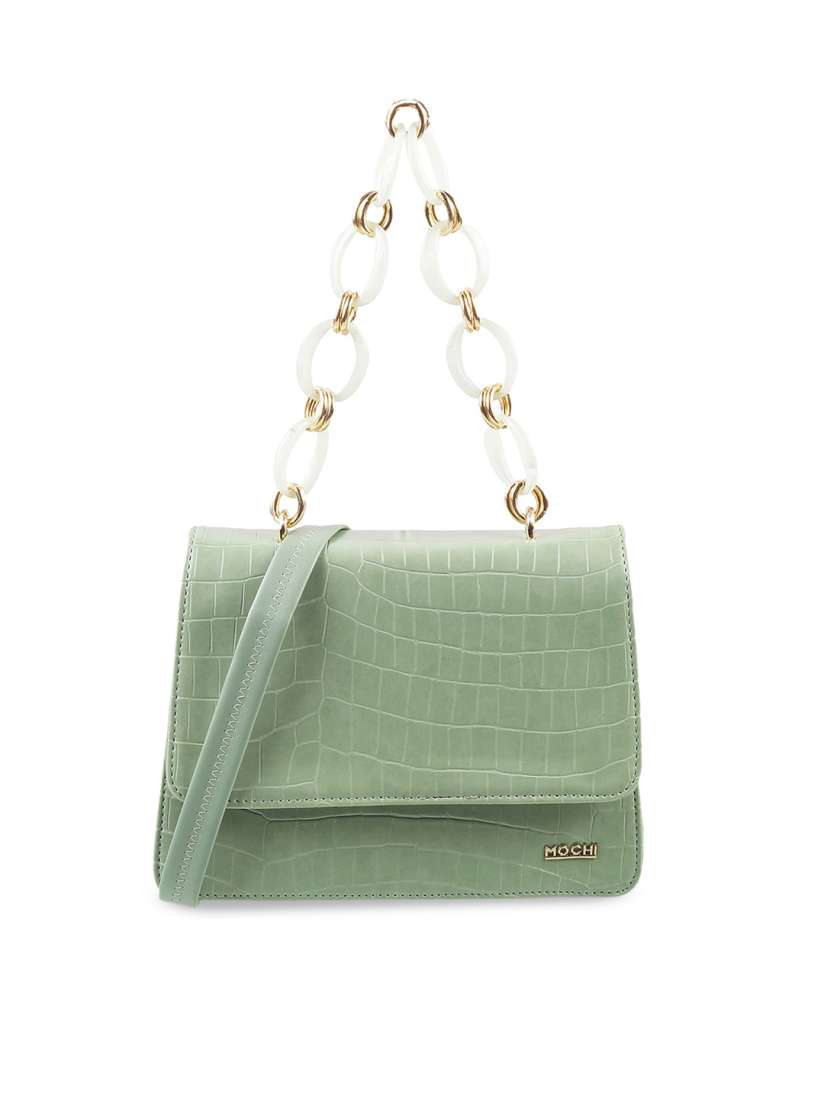 Buy Mochi Women Green Self Design Handheld bag Handbags for Women 18961566 Myntra