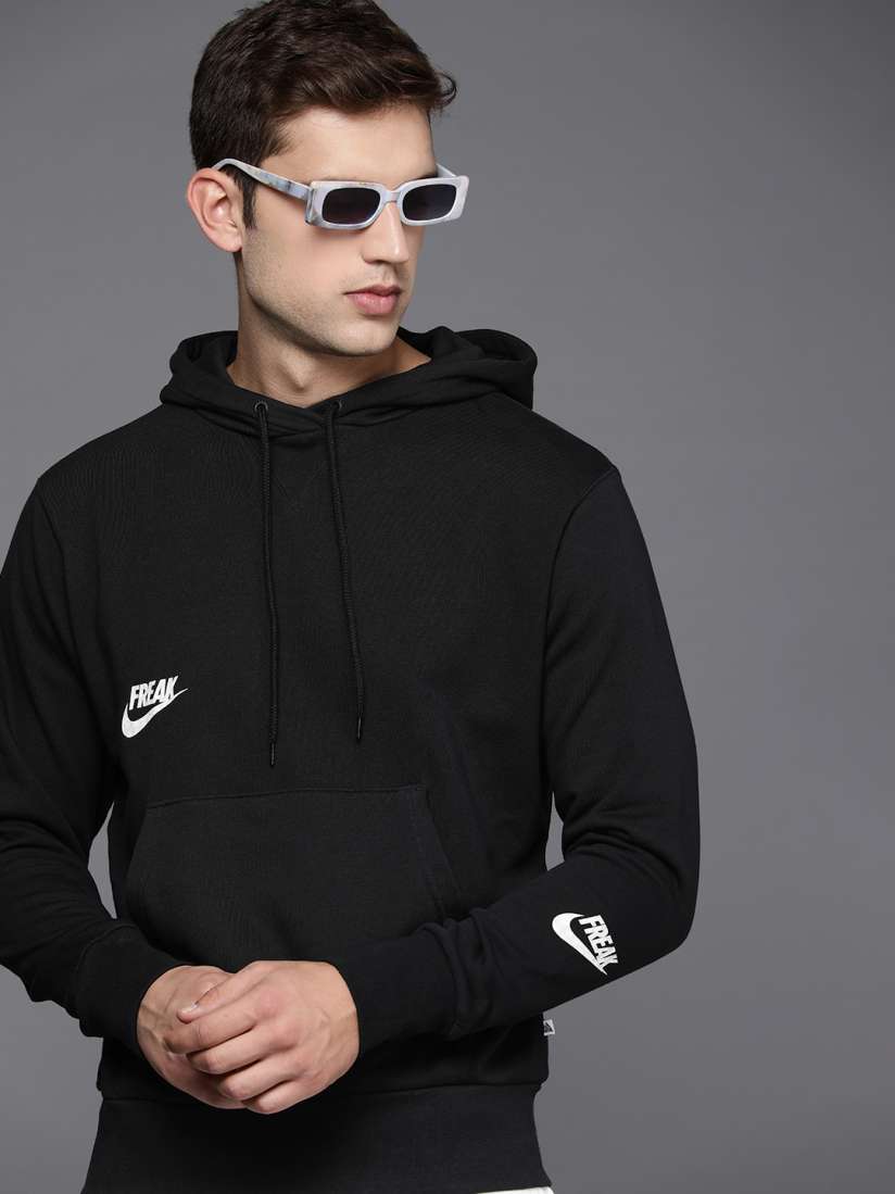 Black nike tape hoodie online