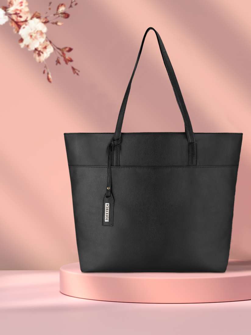 Buy Toteteca Black PU Shopper Tote Bag with Tasselled Handbags for Women 18963268 Myntra