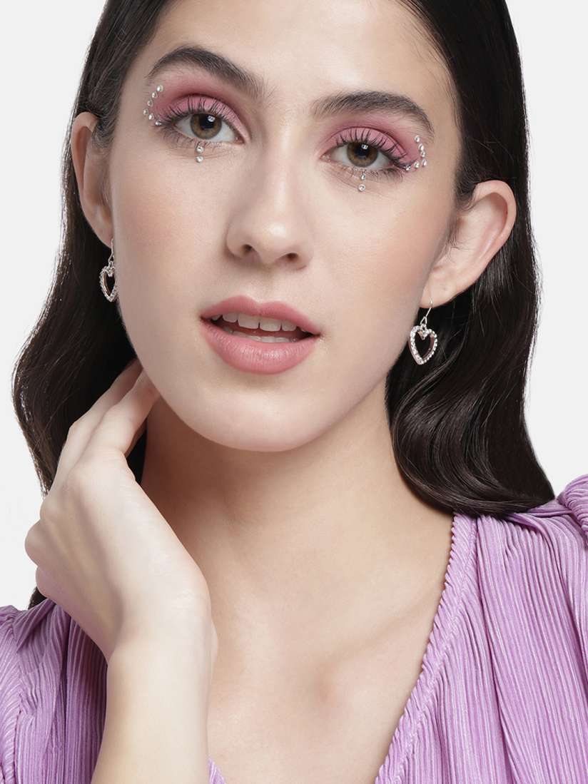 Buy DressBerry Silver Toned Heart Shaped Drop Earrings Earrings for Women 18972920 Myntra