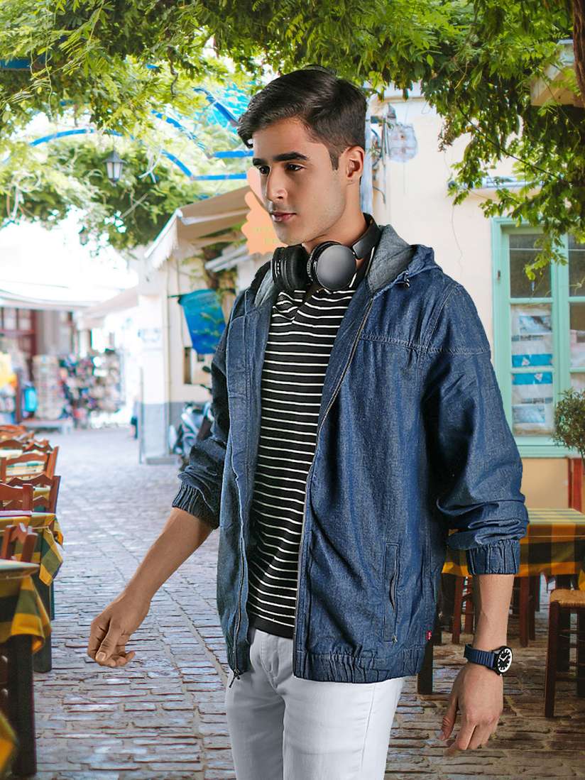 Buy Levis Men Blue Hooded Denim Jacket Jackets for Men 18973586 Myntra