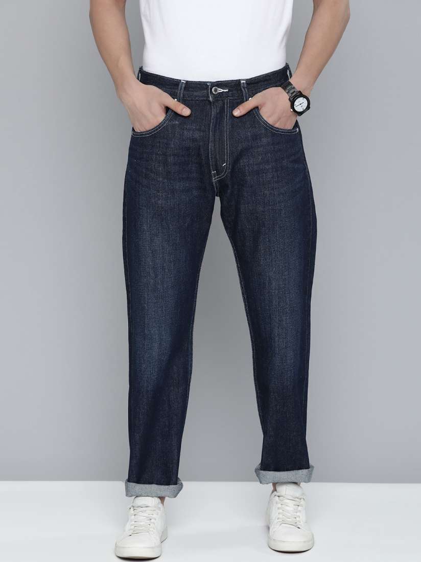 Buy Levis SilverTab Men Navy Blue Straight Fit Mid Rise Light Fade Pure Cotton Jeans Jeans for Men 18973774 Myntra